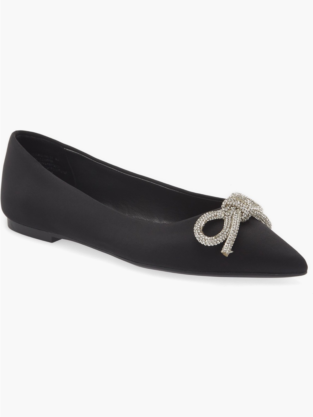 NEW - Steve Madden Elina Crystal Bow Black Pointed Toe Flat